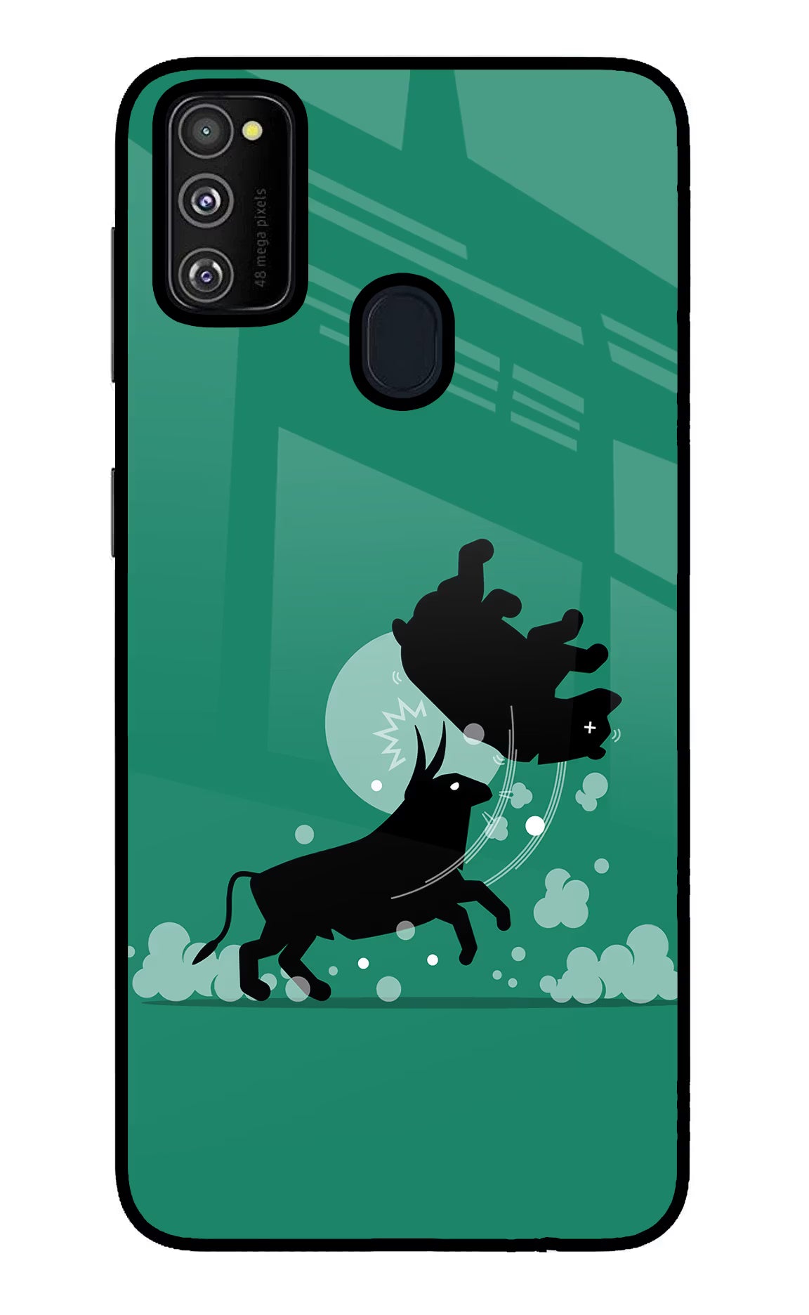 Bull Conqueror Samsung M30s Glass Case Back Cover by Casekaro