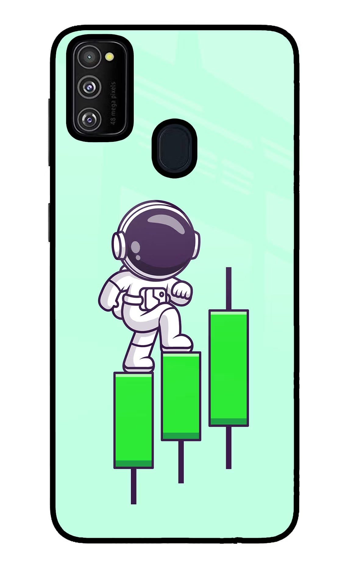 Astronaut Trader Samsung M30s Glass Case Back Cover by Casekaro