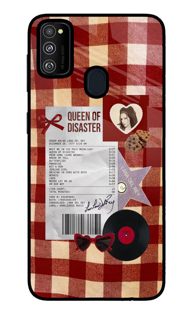 Queen of Disaster Samsung M30s Glass Case Back Cover by Casekaro