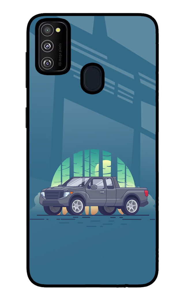 Retro Garage Vibe Samsung M30s Glass Case Back Cover by Casekaro