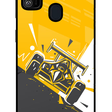 Track King Samsung M30s Glass Case Back Cover by Casekaro
