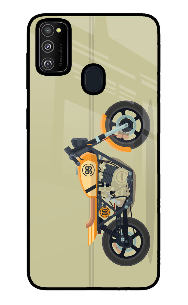 Vertical Speedster Samsung M30s Glass Case Back Cover by Casekaro