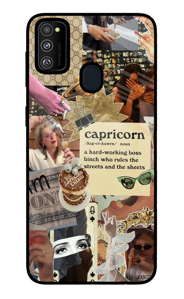 Capricorn Zodiac Samsung M30s Glass Case Back Cover by Casekaro