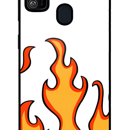 Fired Up – White Samsung M30s Glass Case Back Cover by Casekaro