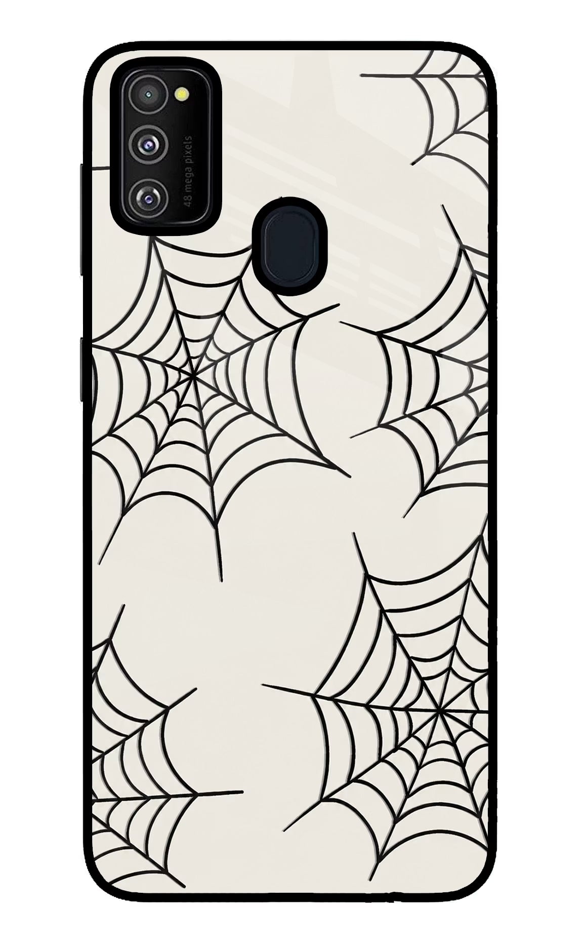 Spider Web Samsung M30s Glass Case Back Cover by Casekaro