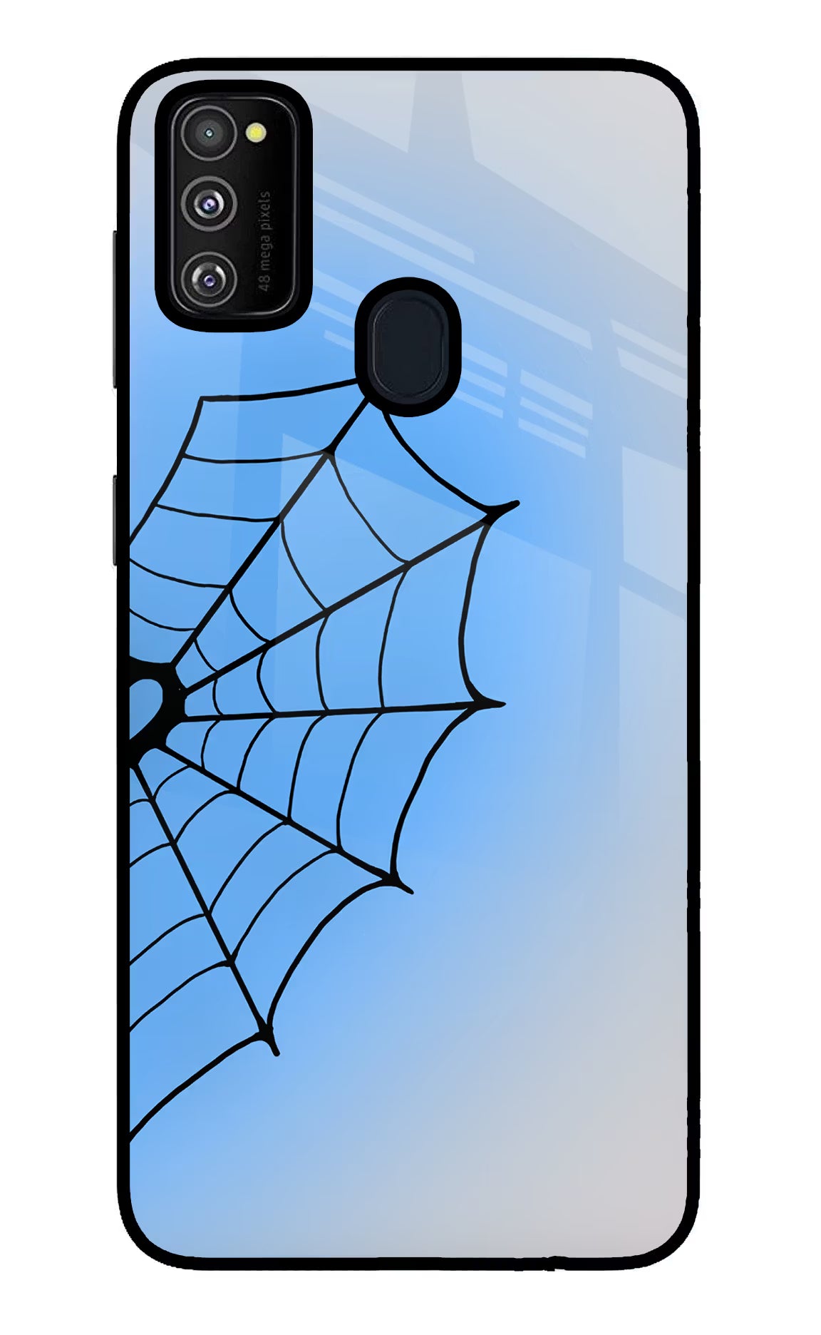 Blue Web Samsung M30s Glass Case