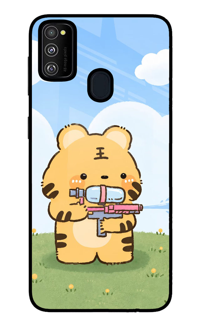 Tiger Treat Samsung M30s Glass Case Back Cover by Casekaro