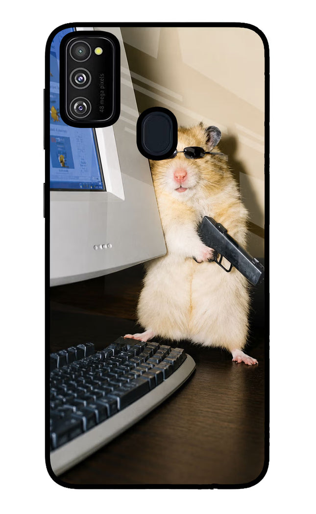 Hacker Hamster Samsung M30s Glass Case Back Cover by Casekaro