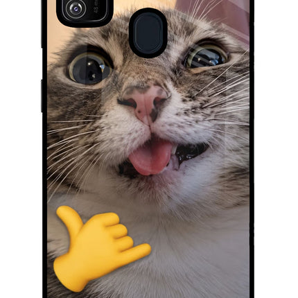 Silly Cat Call Samsung M30s Glass Case Back Cover by Casekaro