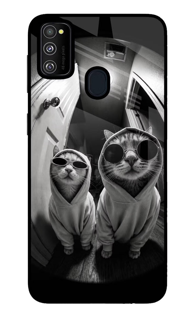Hood Cats Samsung M30s Glass Case Back Cover by Casekaro