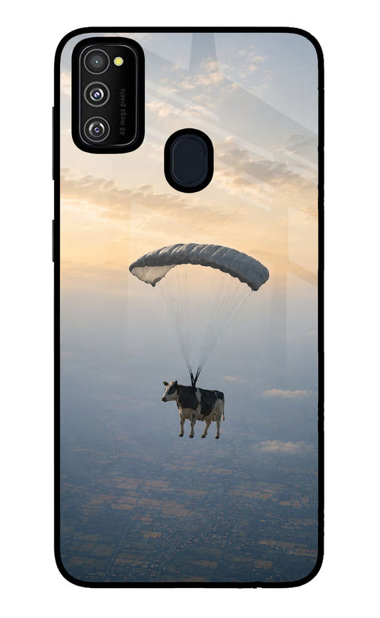 Skydiving Cow Samsung M30s Glass Case