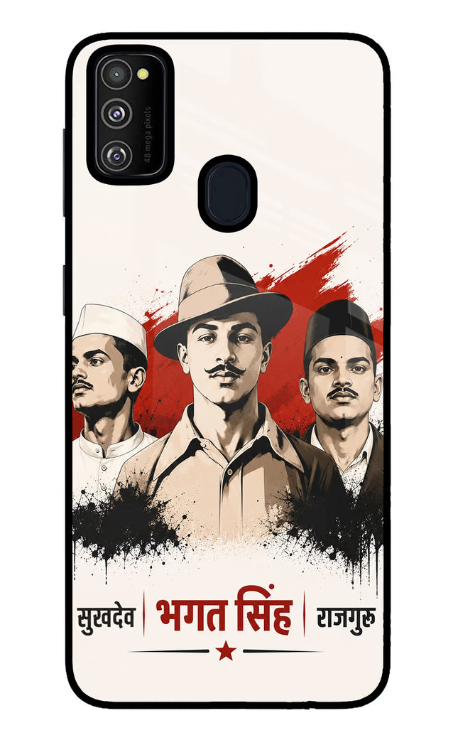 Bhagat Singh Trio Samsung M30s Glass Case Back Cover by Casekaro