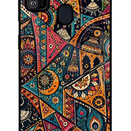 Folk Print Samsung M30s Glass Case