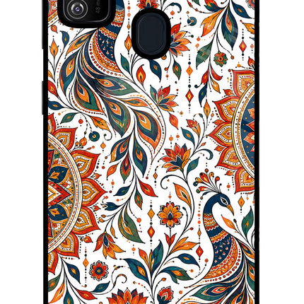 White Mayura Samsung M30s Glass Case
