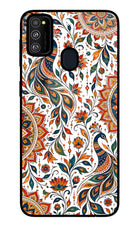 White Mayura Samsung M30s Glass Case