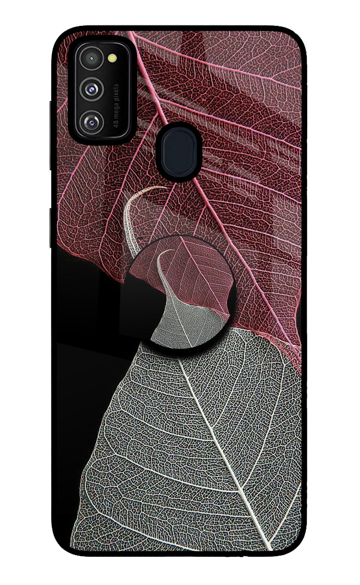 Leaf Pattern Samsung M30s Glass Case