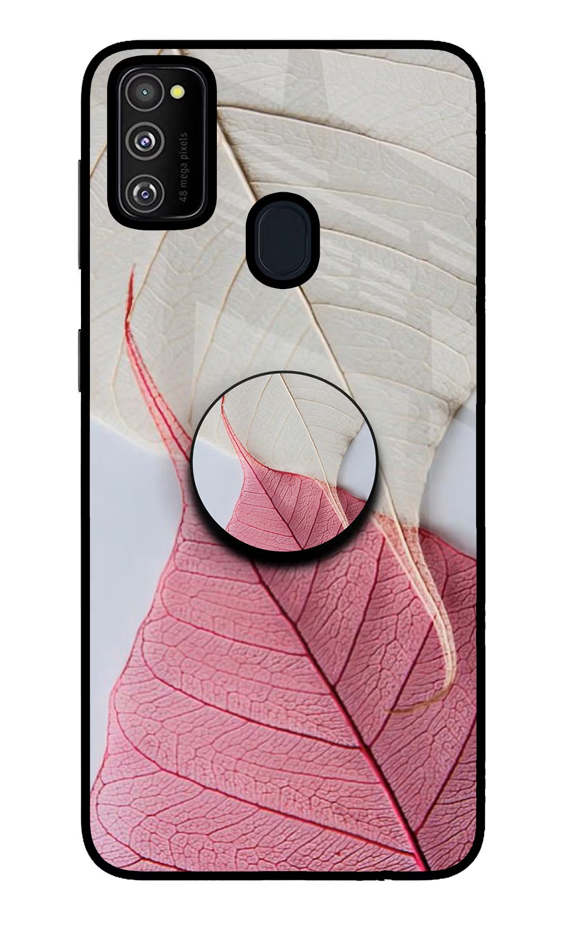 White Pink Leaf Samsung M30s Pop Case by Casekaro