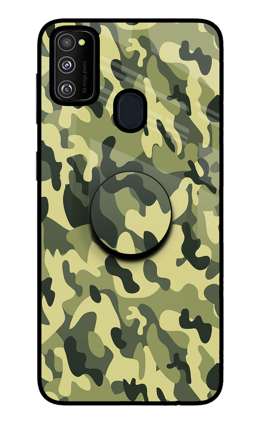 Camouflage Samsung M30s Glass Case