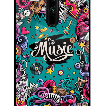 Music Graffiti Redmi Note 8 Pro Glass Case Back Cover by Casekaro