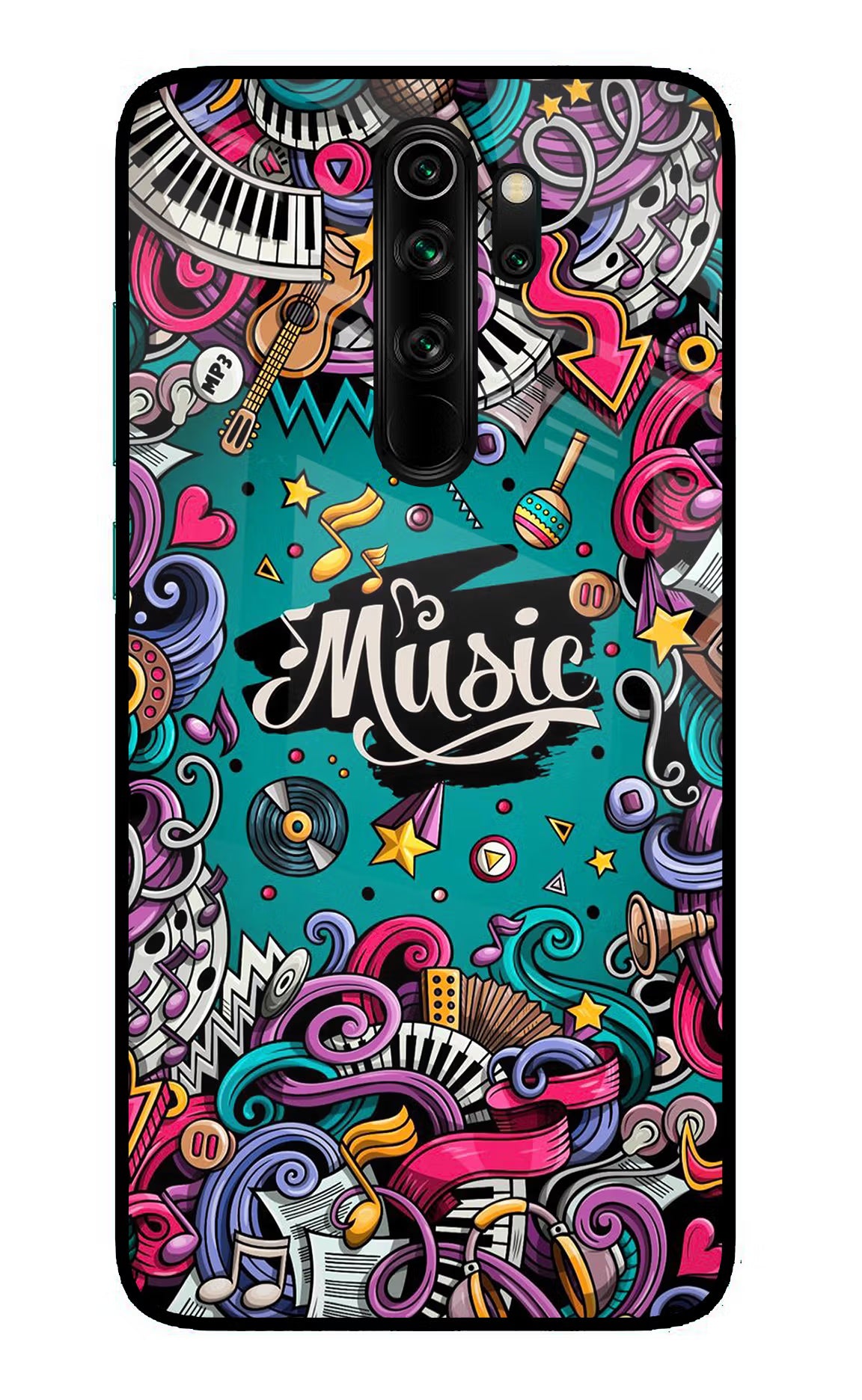 Music Graffiti Redmi Note 8 Pro Glass Case Back Cover by Casekaro