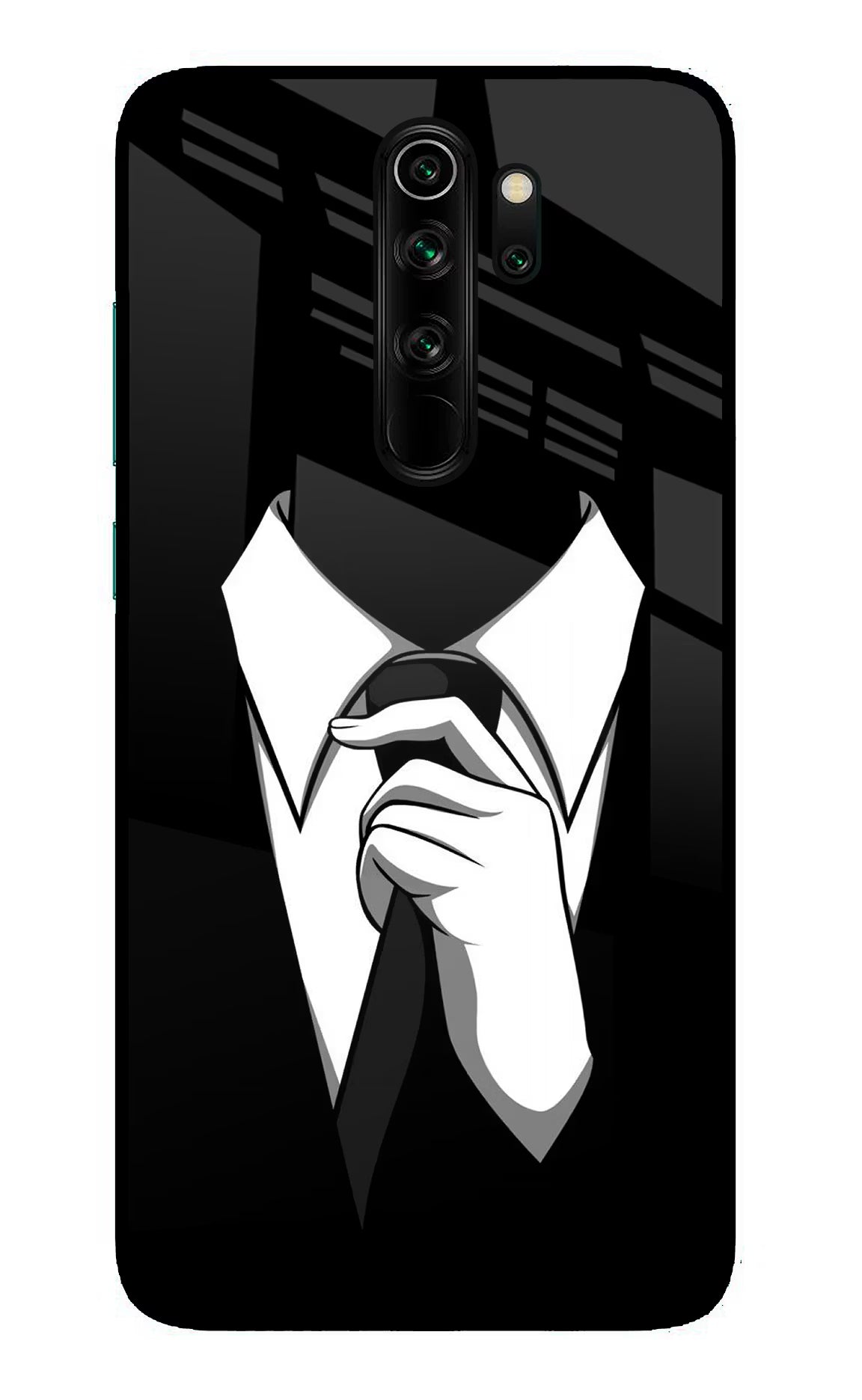 Black Tie Redmi Note 8 Pro Glass Case Back Cover by Casekaro