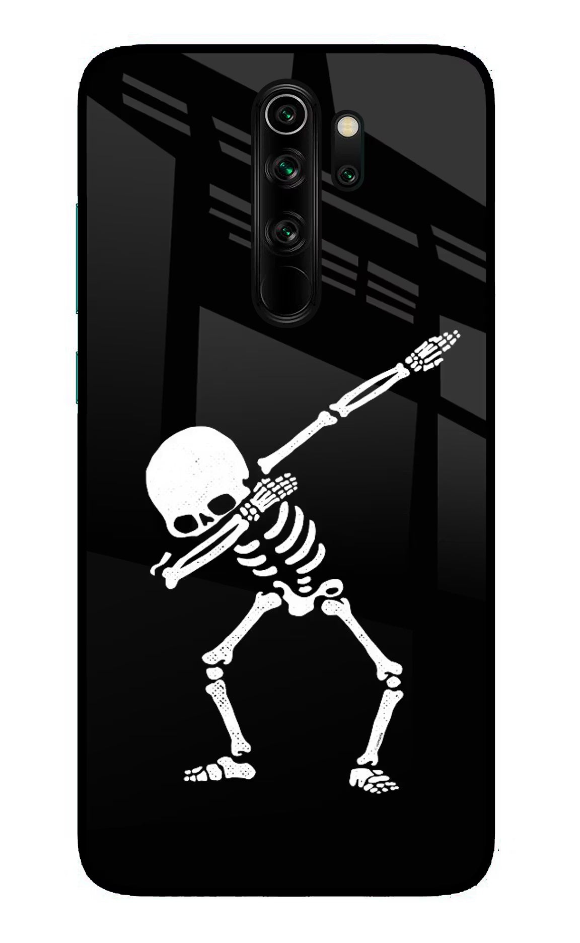 Dabbing Skeleton Art Redmi Note 8 Pro Glass Case Back Cover by Casekaro
