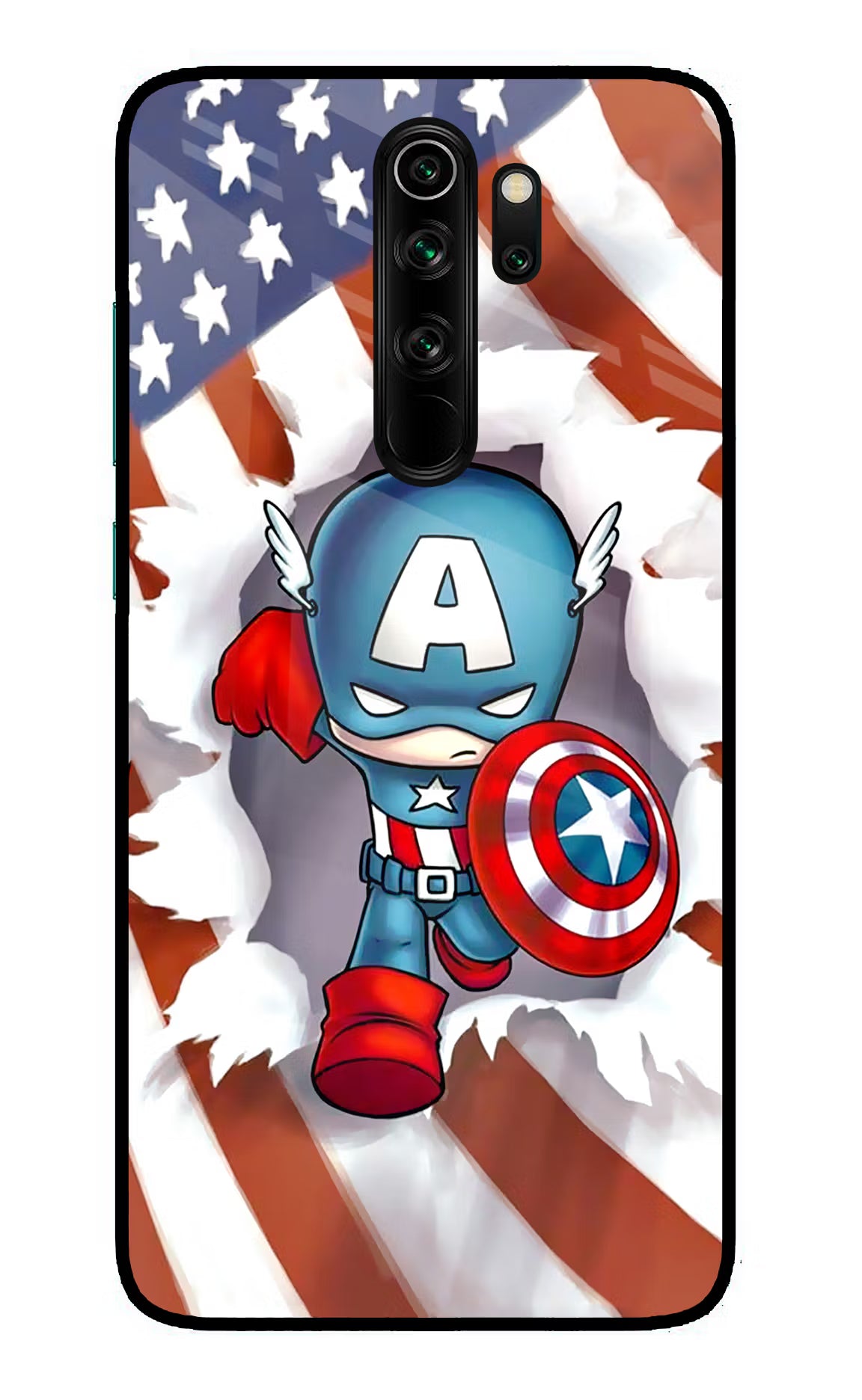 Captain America Redmi Note 8 Pro Glass Case Back Cover by Casekaro