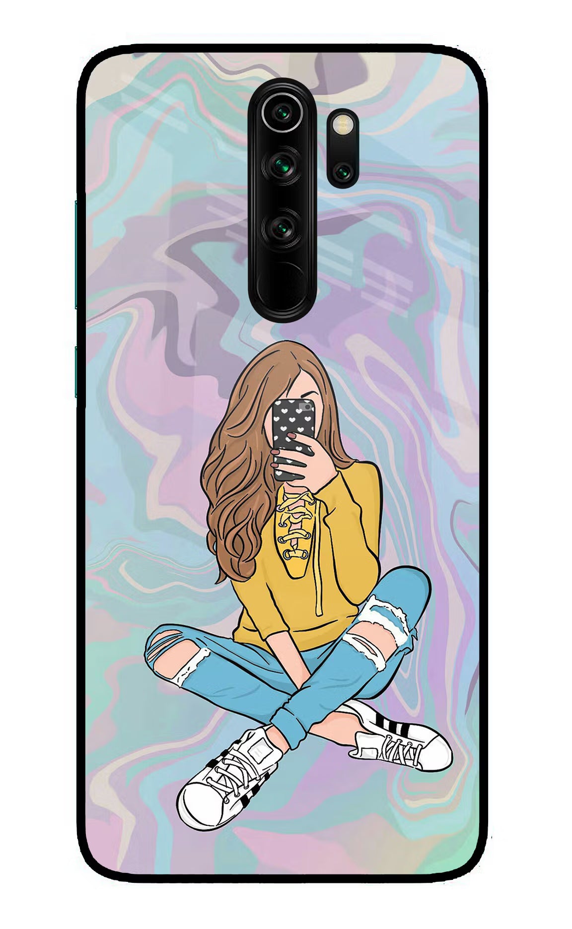 Selfie Girl Redmi Note 8 Pro Glass Case Back Cover by Casekaro