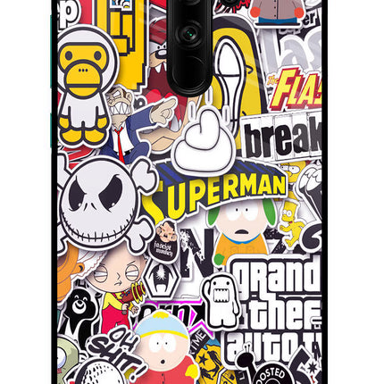Sticker Bomb Redmi Note 8 Pro Glass Case Back Cover by Casekaro