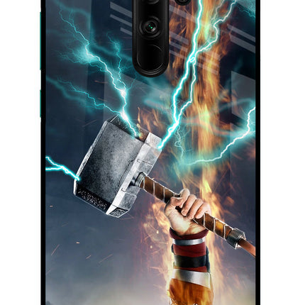 Thor Hammer Mjolnir Redmi Note 8 Pro Glass Case Back Cover by Casekaro