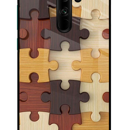 Wooden Puzzle Redmi Note 8 Pro Glass Case Back Cover by Casekaro