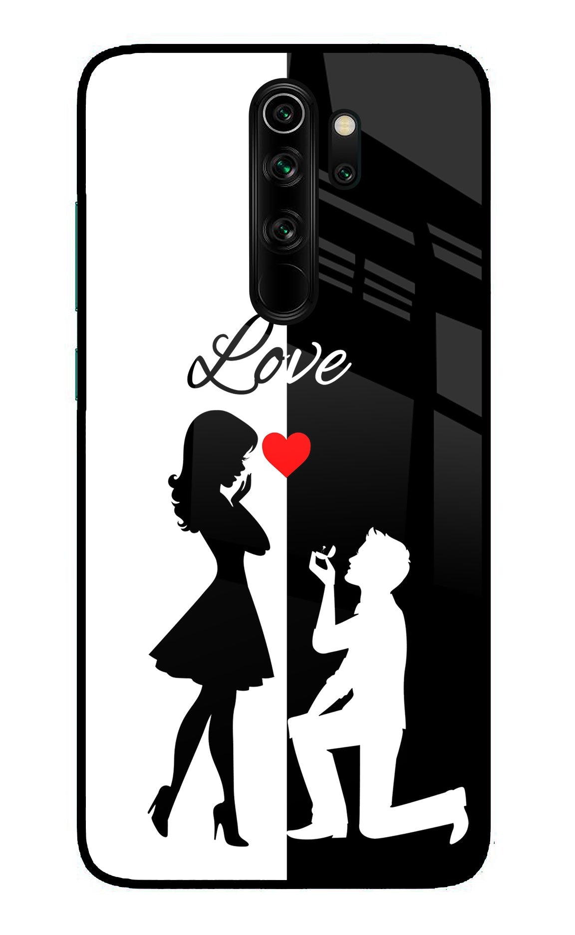 Love Propose Black And White Redmi Note 8 Pro Glass Case