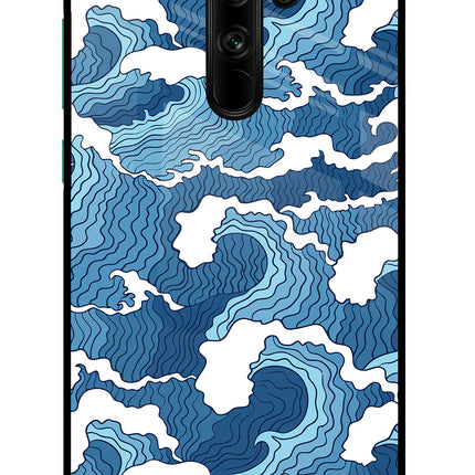 Blue Waves Redmi Note 8 Pro Glass Case Back Cover by Casekaro