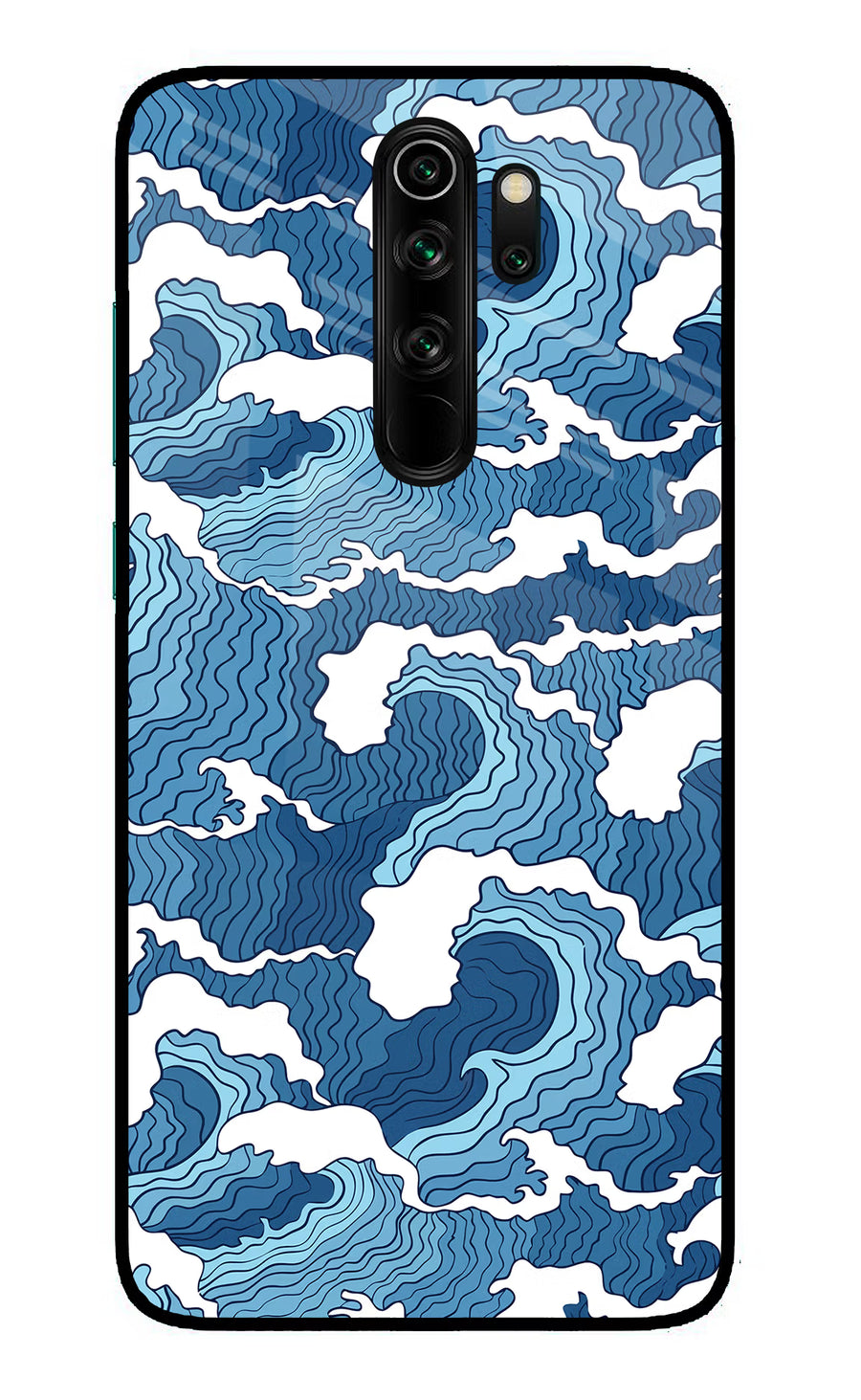 Blue Waves Redmi Note 8 Pro Back Cover, Glass case