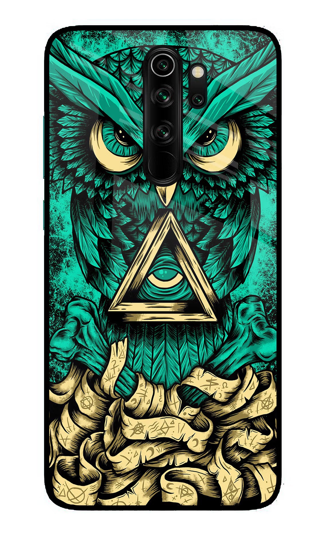 Green Owl Redmi Note 8 Pro Glass Case Back Cover by Casekaro