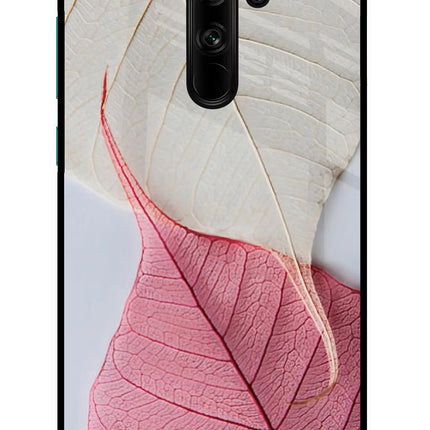 White Pink Leaf Redmi Note 8 Pro Glass Case Back Cover by Casekaro
