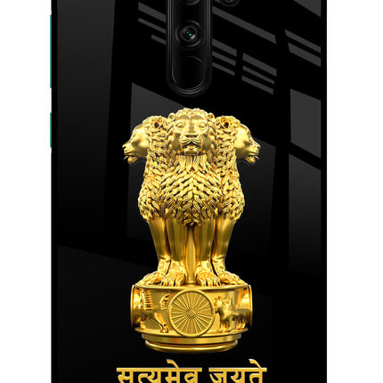 Satyamev Jayate Golden Redmi Note 8 Pro Glass Case