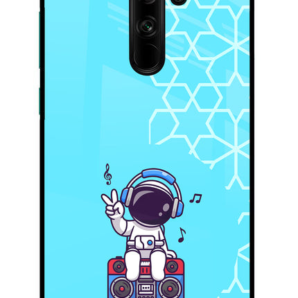 Cute Astronaut Chilling Redmi Note 8 Pro Glass Case Back Cover by Casekaro