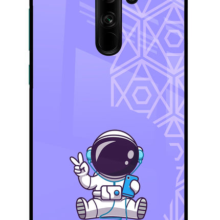 Cute Astronaut Chilling Redmi Note 8 Pro Glass Case Back Cover by Casekaro