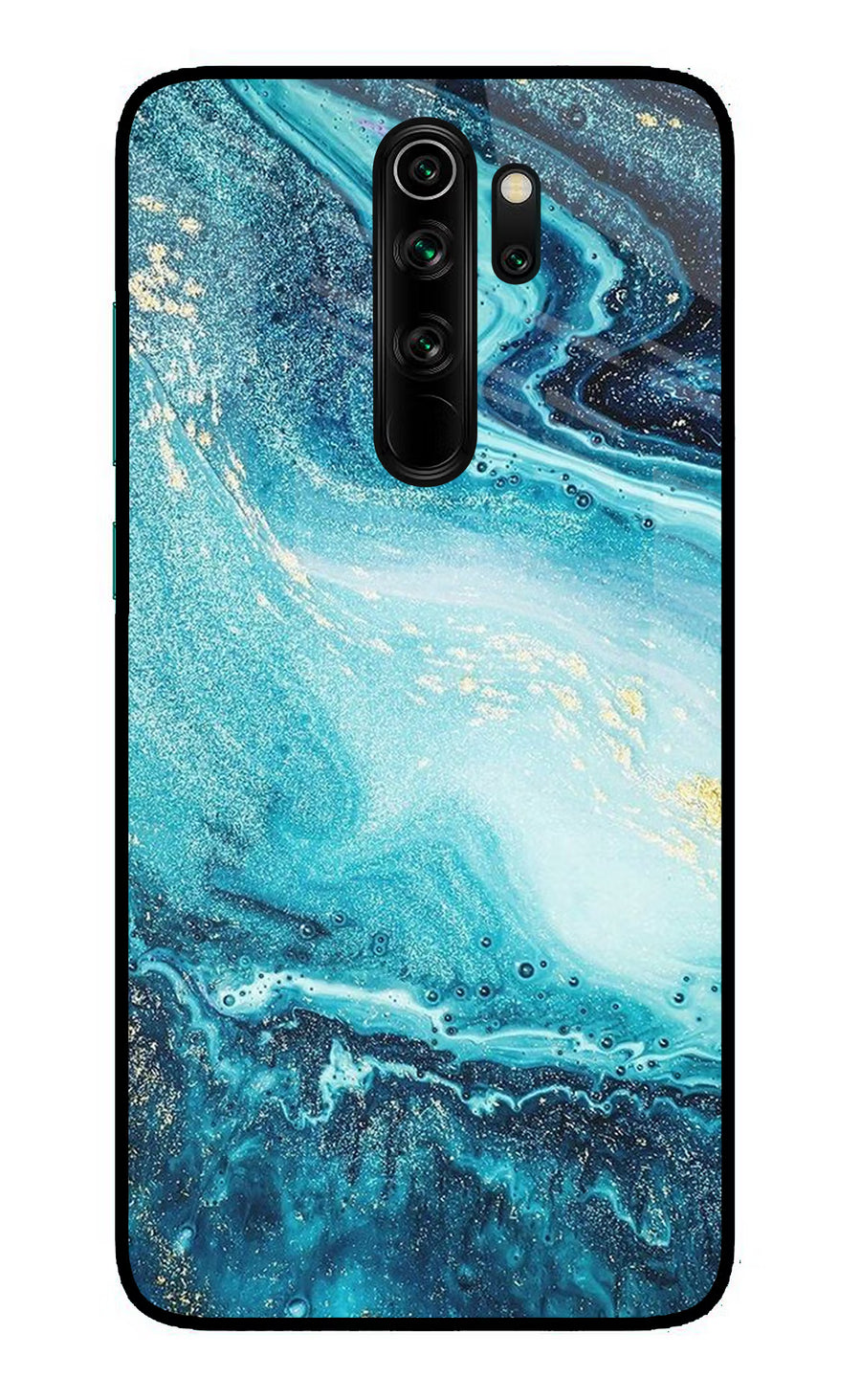 Blue Glitter Marble Redmi Note 8 Pro Back Cover, Glass case
