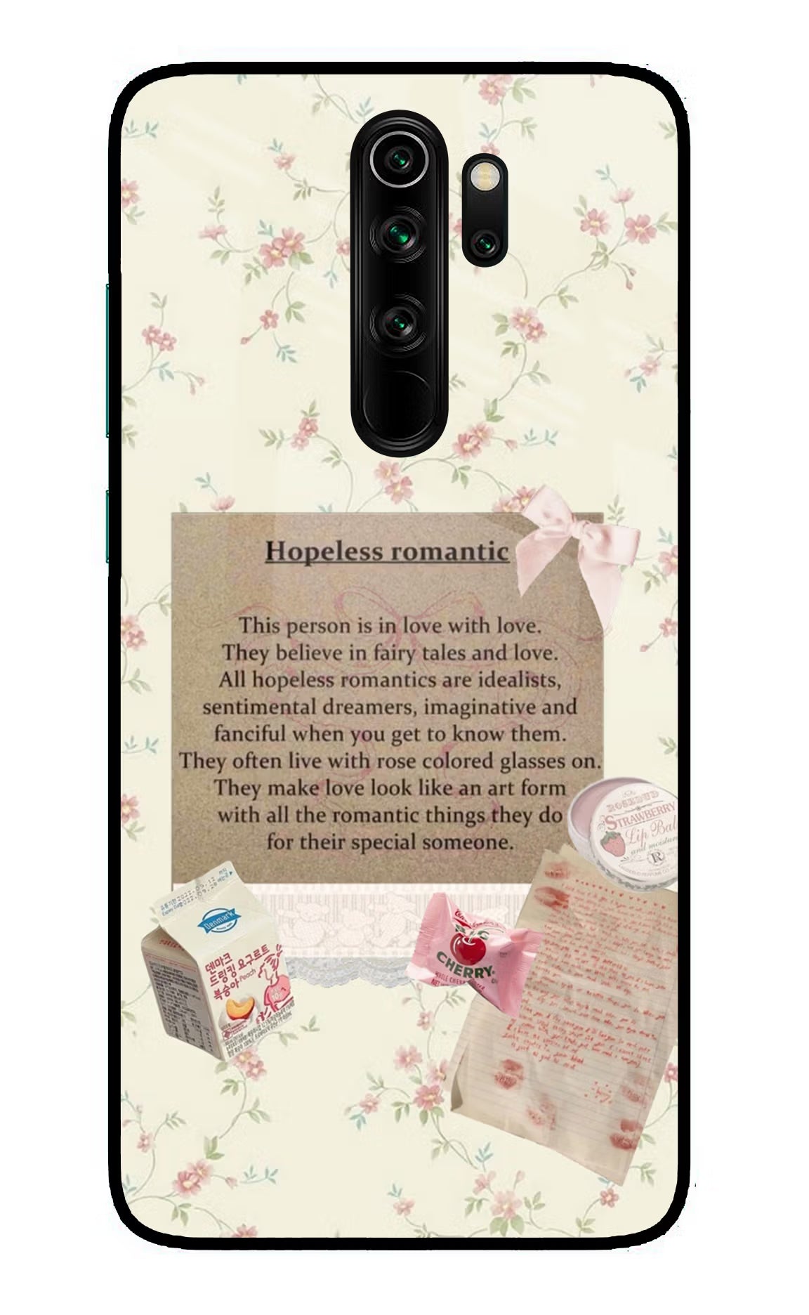 Hopeless Romantic Redmi Note 8 Pro Glass Case Back Cover by Casekaro
