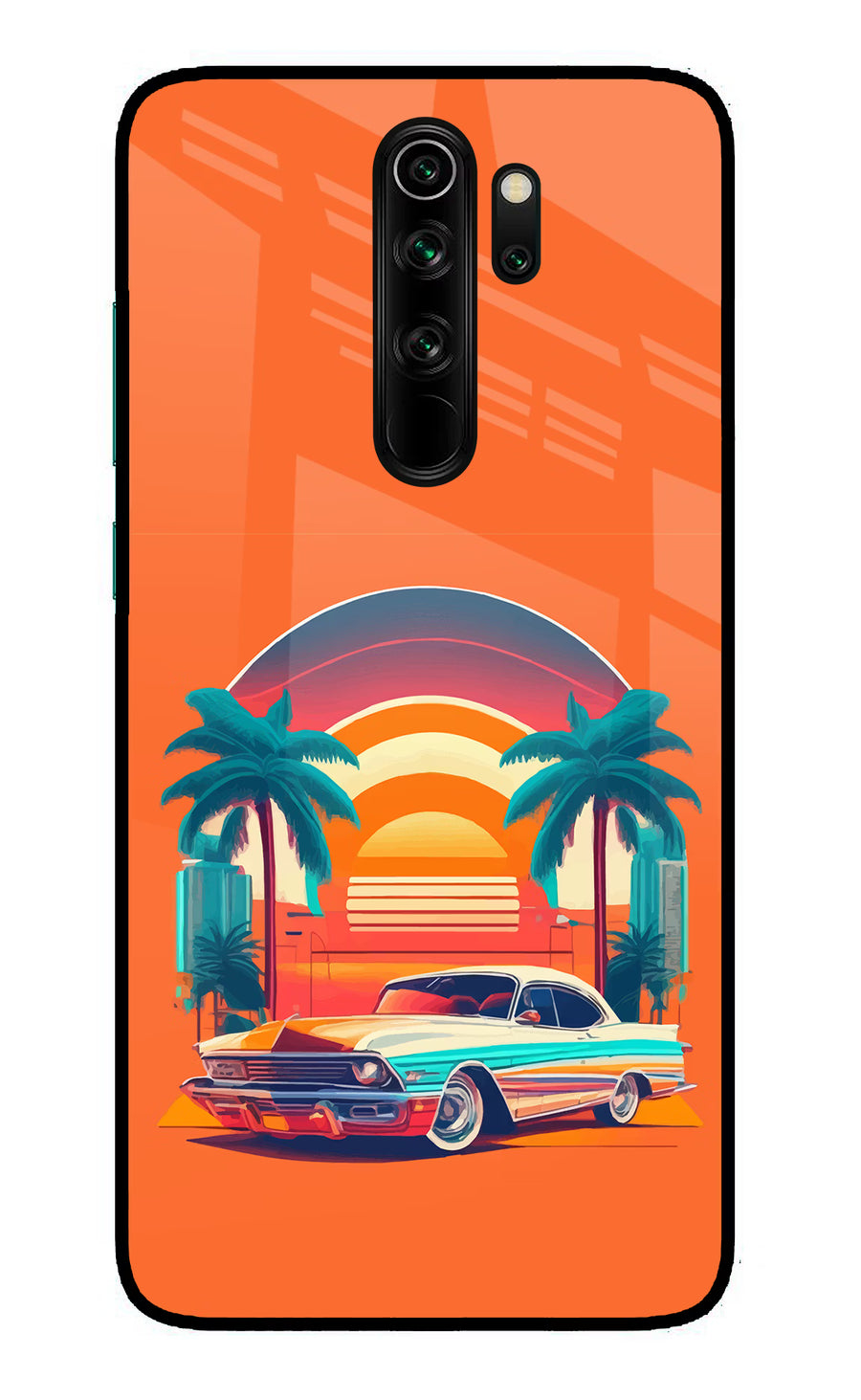Palm Drive 80s Redmi Note 8 Pro Back Cover, Glass case