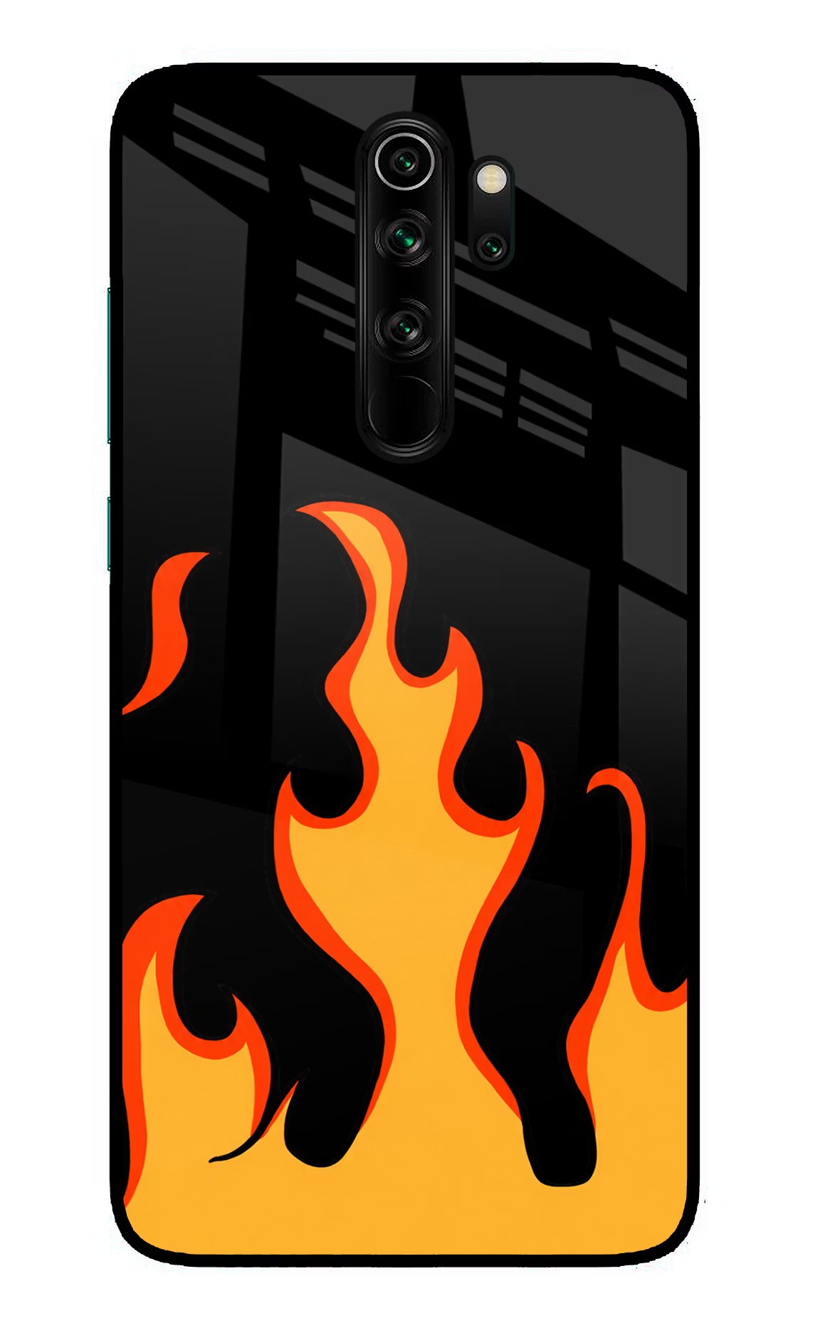 Fired Up – Black Redmi Note 8 Pro Glass Case Back Cover by Casekaro