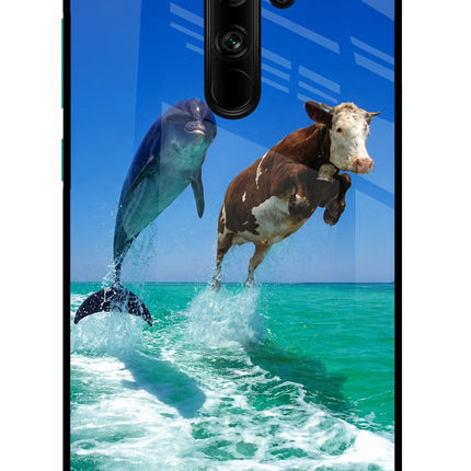 Dolphin vs Cow Redmi Note 8 Pro Glass Case Back Cover by Casekaro
