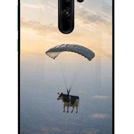 Skydiving Cow Redmi Note 8 Pro Glass Case Back Cover by Casekaro