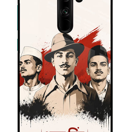 Bhagat Singh Trio Redmi Note 8 Pro Glass Case Back Cover by Casekaro