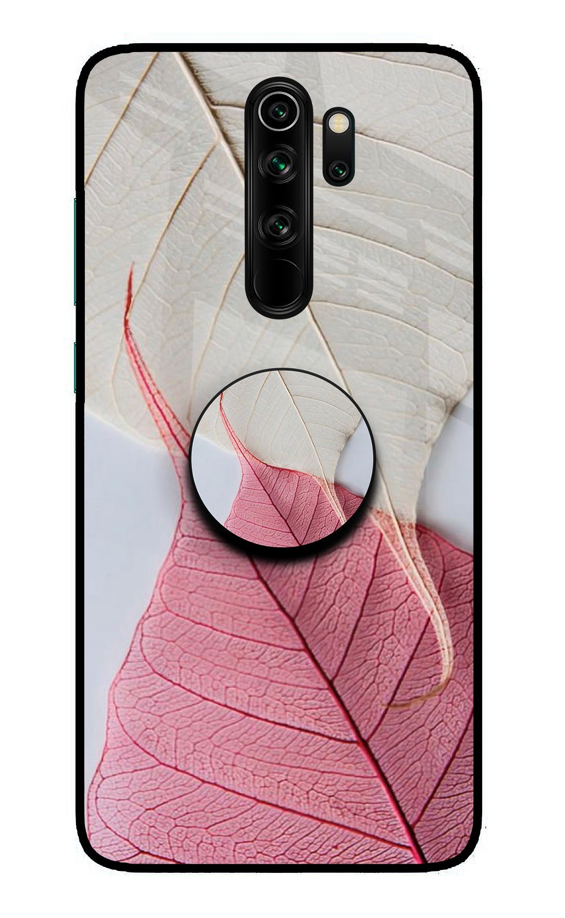 White Pink Leaf Redmi Note 8 Pro Glass Case