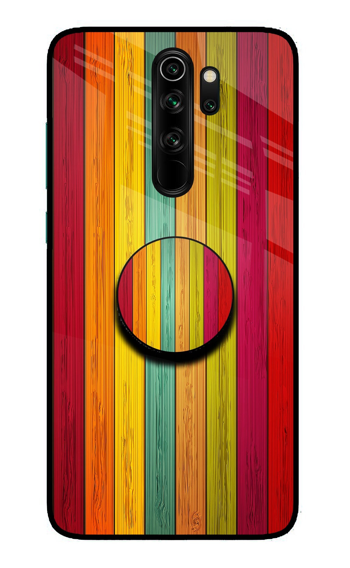 Multicolor Wooden Redmi Note 8 Pro Glass Case