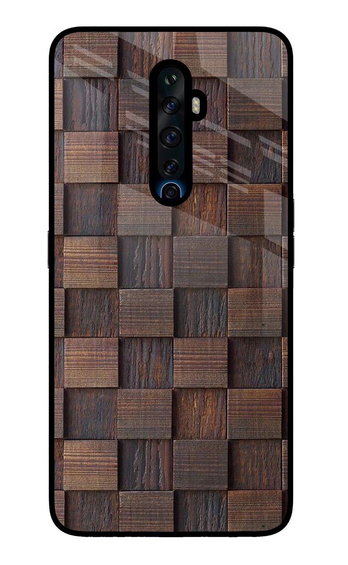 Wooden Cube Design Oppo Reno2 Z Glass Case