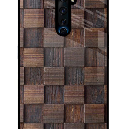 Wooden Cube Design Oppo Reno2 Z Glass Case Back Cover by Casekaro